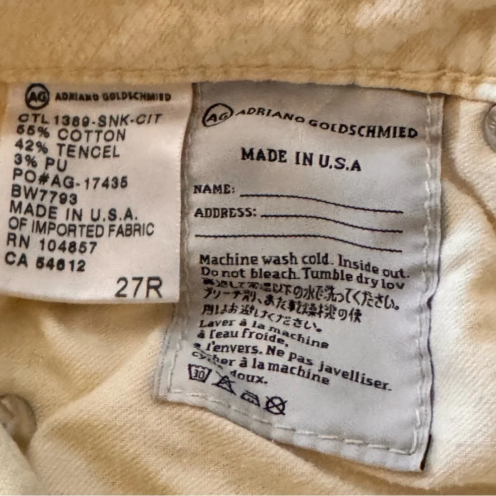 Adriano Goldschmied yellow/white snakeskin‎ super skinny jeans Sz 27R